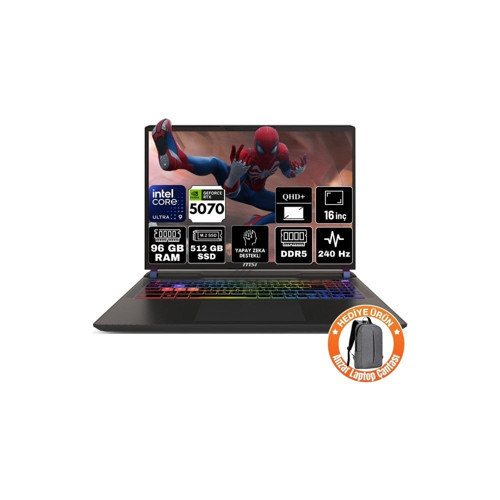 Vector 18 Hx Aı A2XWIG-667TR Intel Core Ultra 9 275HX 24GB Ram 2tb SSD RTX5080 18" Qhd+ 240Hz Windows 11 Home K18