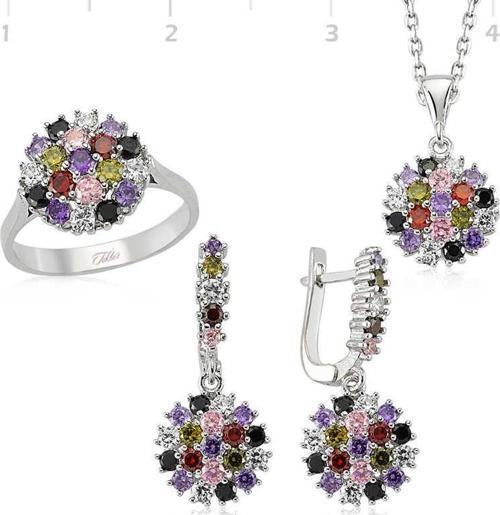 Gümüş Renkli Taşlı Bayan Set