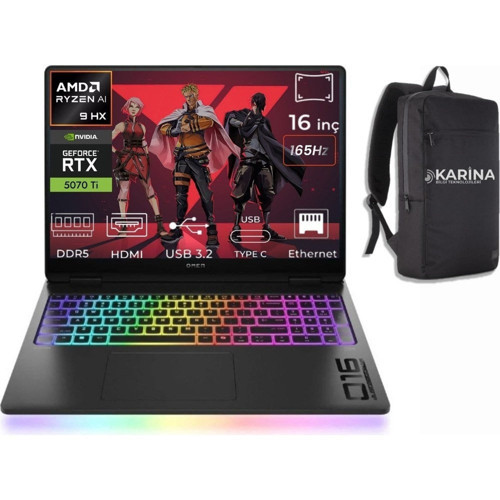 Omen Max 16-AK0005NT Ryzen Aı 9 Hx 375 BQ1Y0EA-K00 48GB 1tb RTX5070TI Freedos 16" Wuxga Gaming Laptop