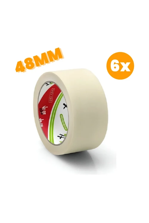 48mm Maskeleme Bandı 6 Adet | Profesyonel Kağıt Bant | İz Bırakmaz | Boya & Paketleme