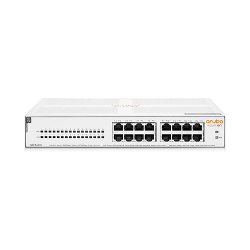 Aruba Instant On R8R48A 1430-16G, 16Port, GigaBit, 16 Port Poe, Yönetilemez, Masaüstü Switch