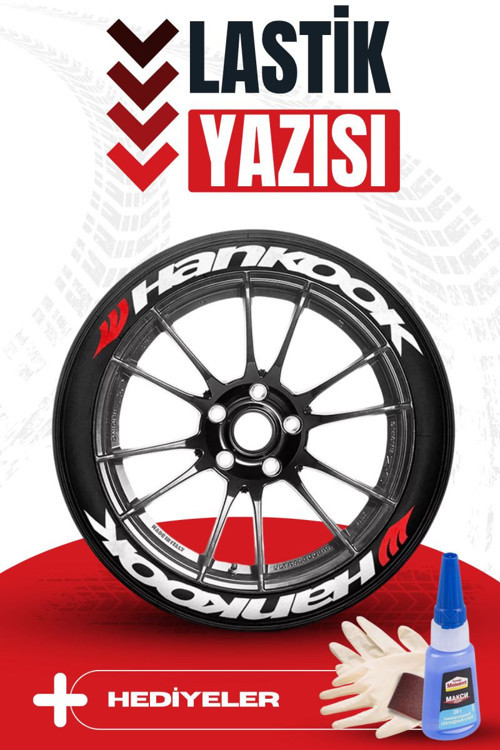Hankook Motosiklet Ve Otomobil Araç 3d Oto Lastik Yazısı Sticker Arma Seti – 8 Adet