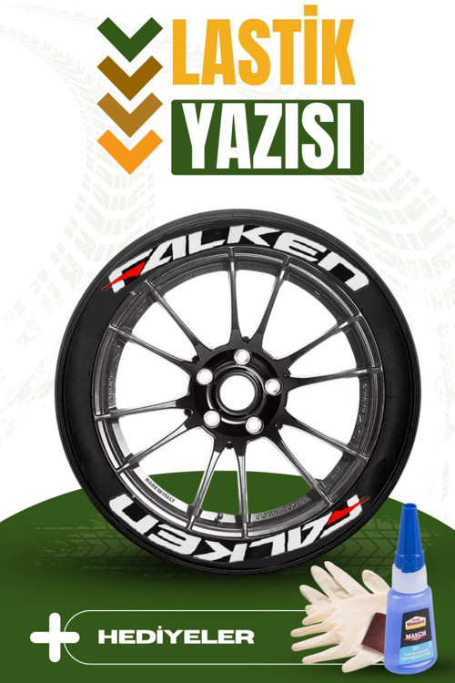 Falken Motosiklet Ve Otomobil Araç 3d Oto Lastik Yazısı Sticker Arma Seti – 8 Adet
