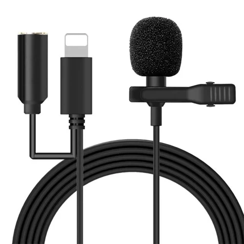 Jh-041-A Cep Telefonu İçin Ligthning Girişli Youtuber Yaka Mikrofonu