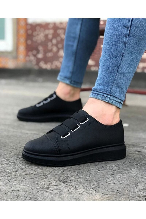 Rotas Erkek Günlük Lastikli Cilt Spor Sneaker Ayakkabı CST - Siyah