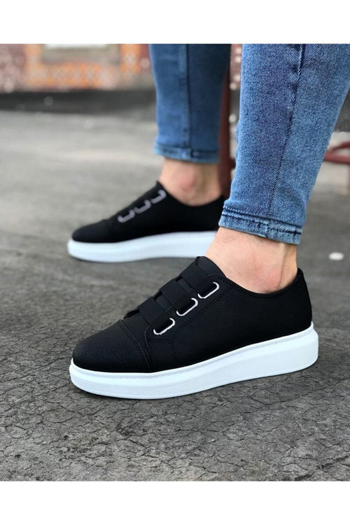 Rotas Erkek Günlük Lastikli Cilt Spor Sneaker Ayakkabı CBT - Siyah