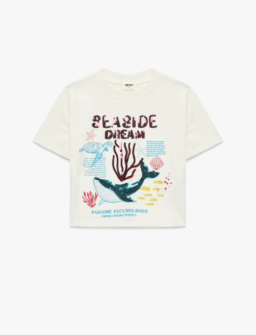 Y26 6Skg10104Ak 010 Ekru Kız Çocuk Jersey Kısa Kol T-Shirt