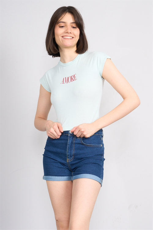 C.K Y26 8864 Fithit Byn B.Yk Regular Baskılı T-shirt Cagla