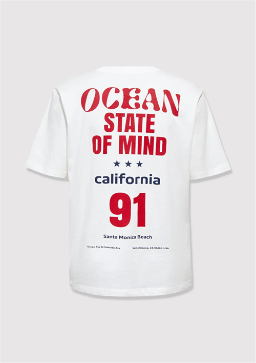 Y26 M1613894-70057 Kırık Beyaz Kadın Regular Slogan Baskılı T-shirt