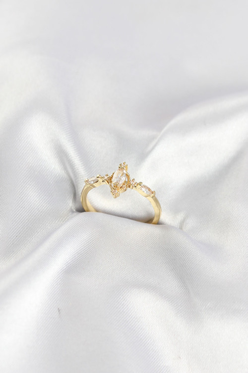 Gold Renk Vintage Model Zirkon Taşlı Yüzük - EBJ260516W42180