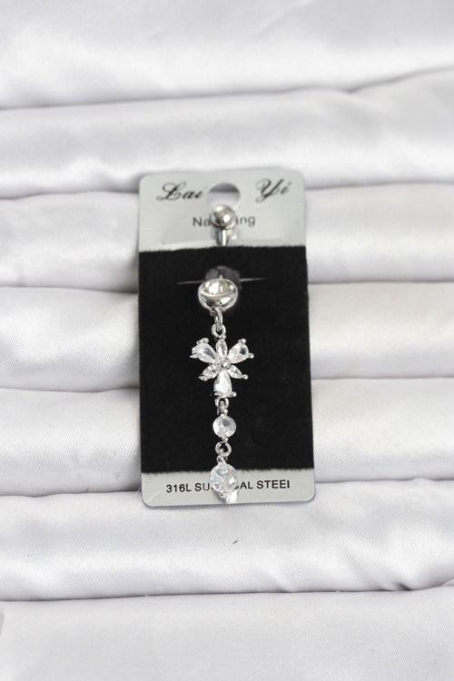 Sallantılı Zirkon Taşlı Model Göbek Piercing - EBJ260516W42324