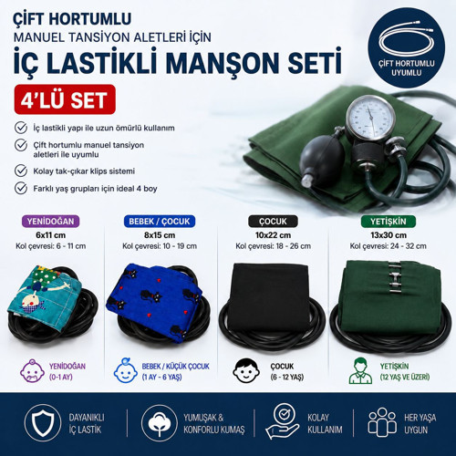 Çift Hortumlu İç Lastikli ve Manşonlu Set - Her Yaş için Uyumlu I yenidoğan Çocuk Bebek Yetişkin