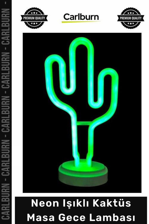 #Aydınlatma Modern Dekoratif Yeşil LED Pilli USB Ofis Ev Şık Neon Işıklı Kaktüs Masa Gece Lambası