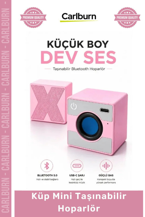 #Hoparlör Bluetooth 50 USB C Hızlı Şarj Kablosuz Güçlü Bass Kompakt Küp Mini Taşınabilir Hoparlör
