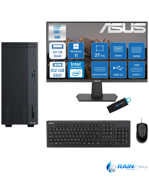 Expertcenter P500MV Core 7-240H 40 GB RAM DDR5 512 GB SSD WİN11PRO ASUS 27'' MONİTÖR C72408512B0D27RNP10