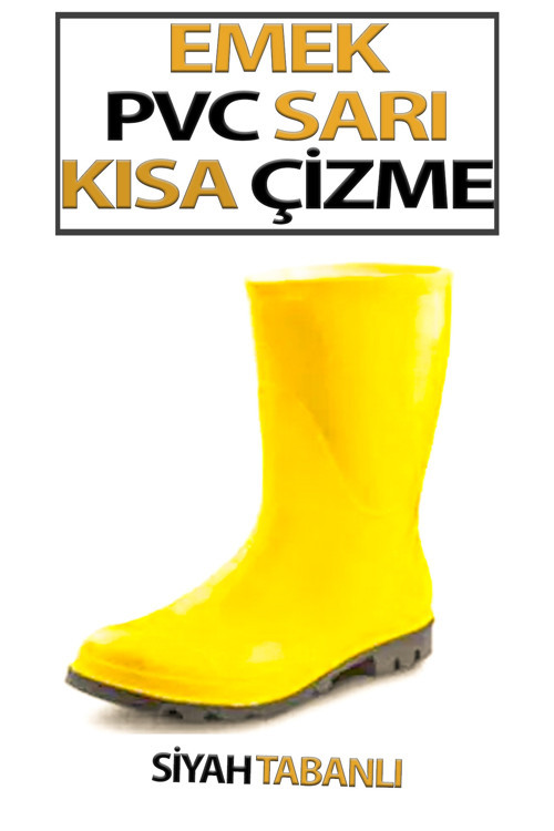 PVC Kısa Çizme Sarı Tabanı Siyah