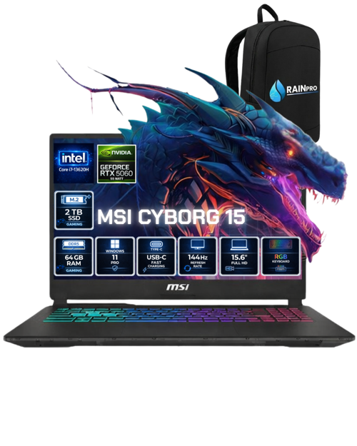 Cyborg 15 Intel Core® I7 13620H 64 GB DDR5 2 TB SSD 8GB /RTX5060 Gddr7 Win11Pro 15.6'' FullHD 144HZ IPS GAMİNG LAPTOP B1