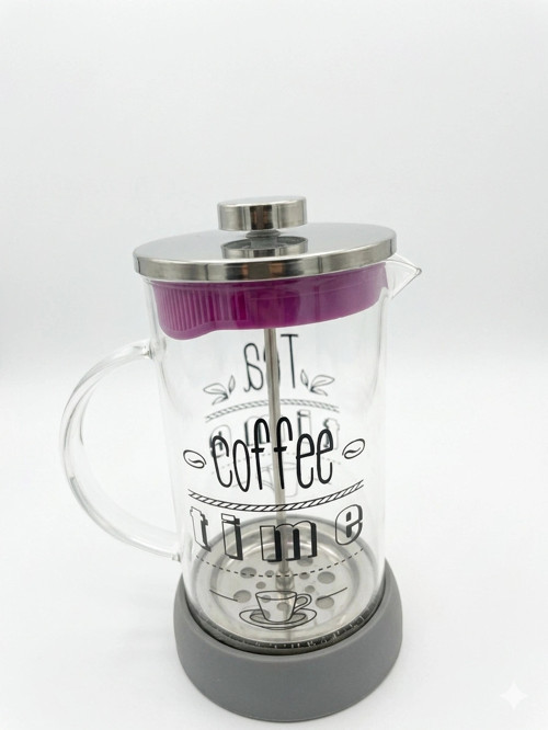 French Press - Filtre Kahve Ve Bitki Çayı Demliği 600ml Gri