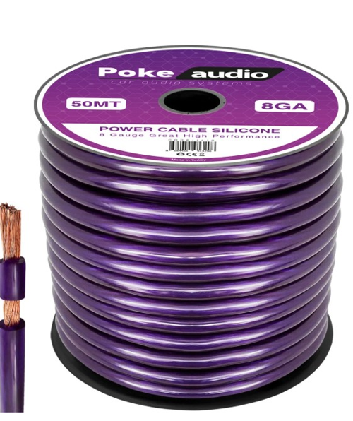 PK-1410 8GA 50 Metre Silikon İzoleli Profesyonel Oto Amfi Güç Kablosu