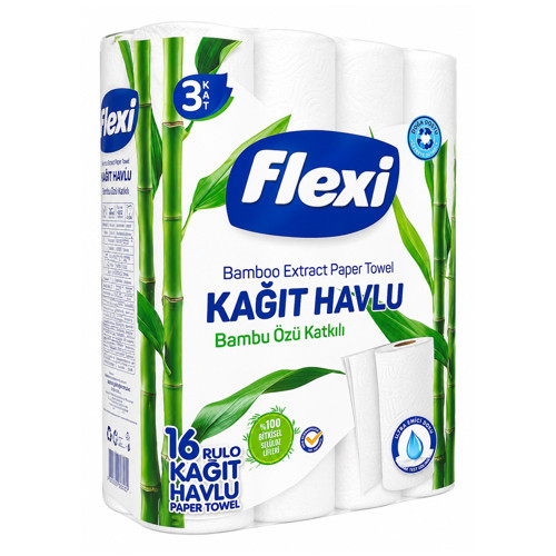 Kağıt Havlu 3 Katlı Bambu Özlü 16 Rulo
