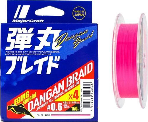 Dangan Braid EGI 4X İp Misina PE 0.6 0.10mm 12lb/4.8kg 150mt Pembe