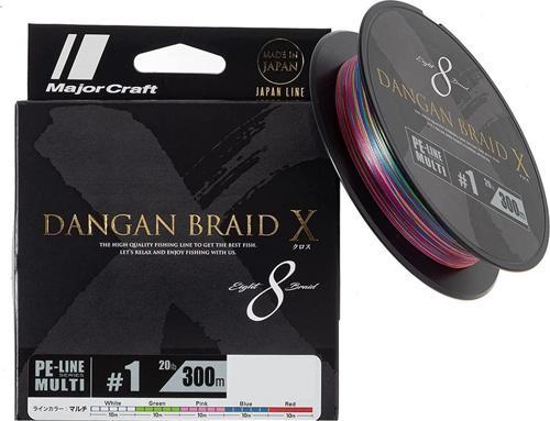 Dangan Braid X 8X İp Misina PE 1.0 0.13mm 20lb/9.07kg 300mt Multi