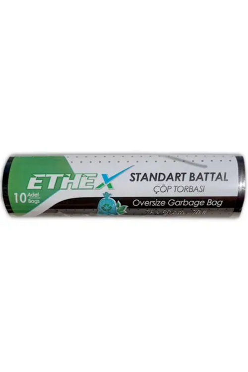Battal Boy Siyah Renk Çöp Torbası 75x90 Cm (70 Lt) 10'lu Rulo