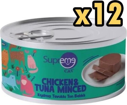 Cat Kıyılmış Tavuklu ve Ton Balıklı Yaş Kedi Maması 85 gr x 12 Adet