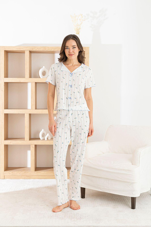 Venice Dream %100 Pamuk Minimal Desenli Kadın Pijama TakımıNefes Alabilir, Rahat Ev Giyim Seti