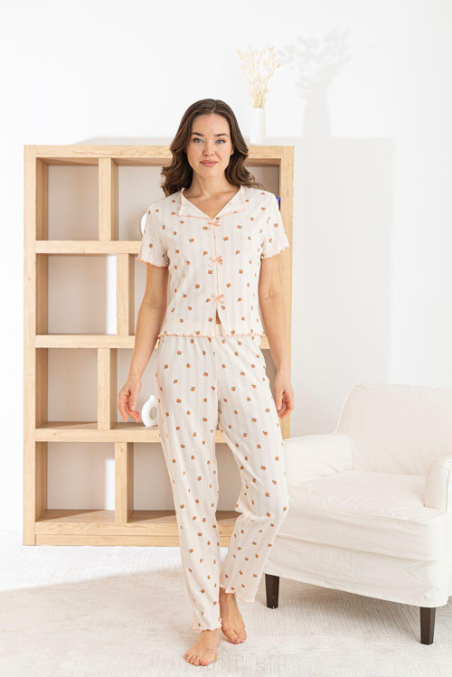 Venice Dream %100 Pamuk Minimal Desenli Kadın Pijama TakımıNefes Alabilir, Rahat Ev Giyim Seti