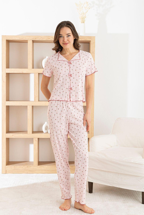 Venice Dream %100 Pamuk Minimal Desenli Kadın Pijama TakımıNefes Alabilir, Rahat Ev Giyim Seti