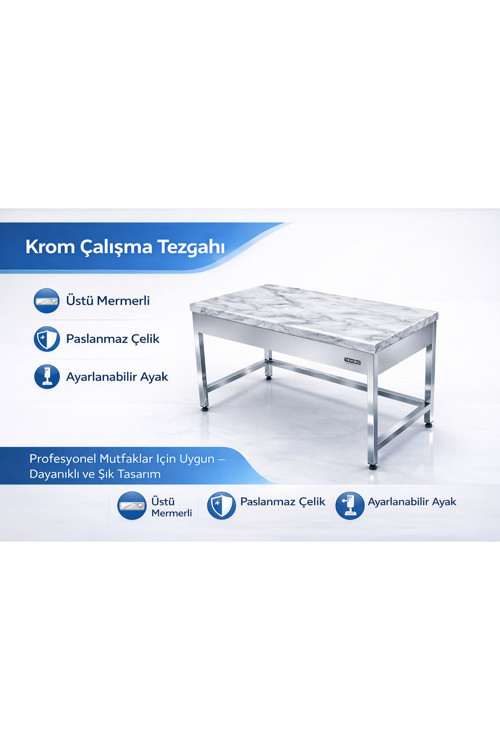 Sc Sonses Concept Çalışma Tezgahı Mermerli, Krom , Paslanmaz, 150 X 60 X 85