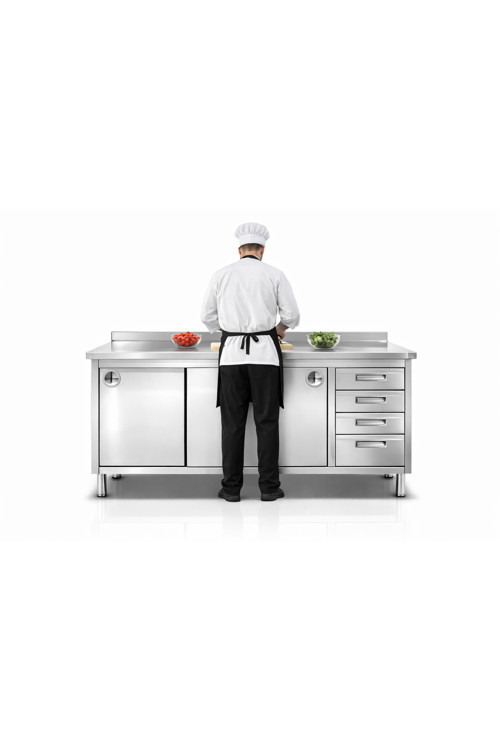 Sc Sonses Concept Çalışma Tezgahı , Dolaplı , Çekmeceli , Krom , Paslanmaz, 240X60X85H