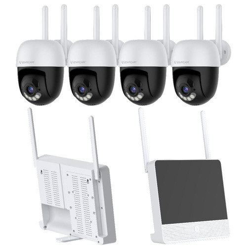 CS613-Y 4 PTZ Kameralı Lcd Ekranlı Sesli Kablosuz Wifi Kamera Seti