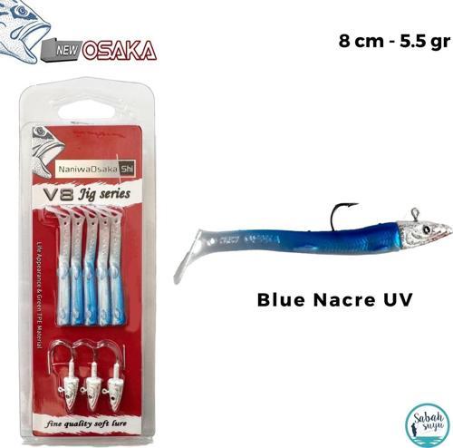 V8 8cm 5.5gr Silikon Yem Set (3+5) Blue Nacre UV