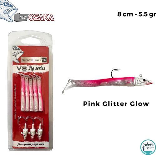 V8 8cm 5.5gr Silikon Yem Set (3+5) Pink Glitter Glow