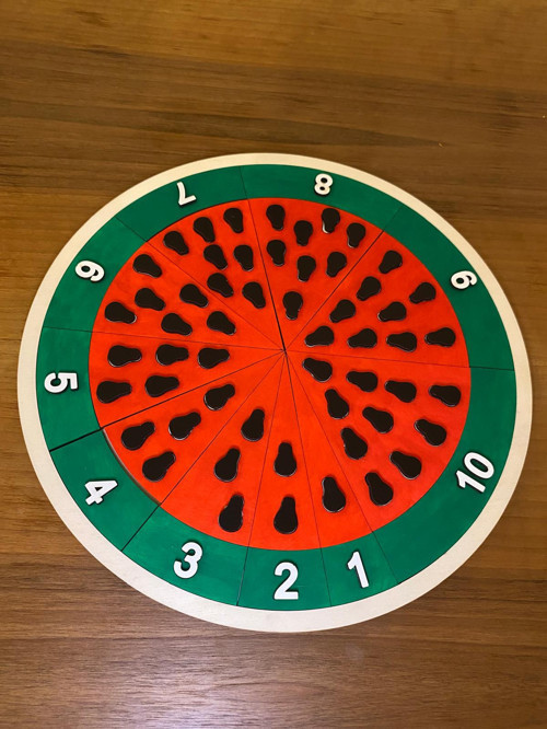 Ahşap Karpuz Sayı Sayma Oyunu – Montessori Eğitici Oyuncak, Çekirdekli Matematik Öğrenme Materyali, Okul Öncesi Zeka Geliştirici Oyuncak