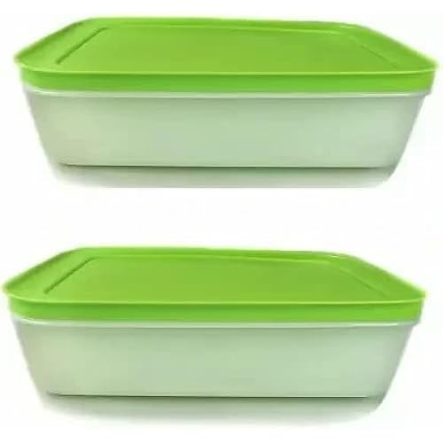1L Freezermate Saklama Kabı 2 Parça Yeşi̇l Plastik Yardımcı Konteyner (2'Li Paket, Yeşil)