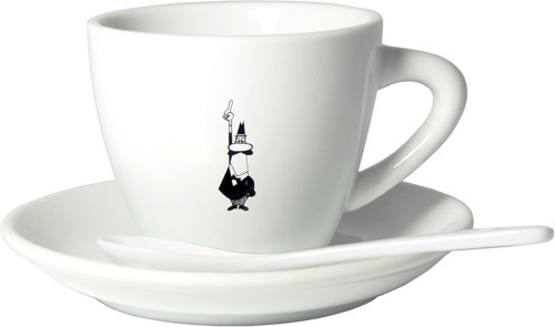 - Cappuccino Kahve Fincanı Ve Tabağı - 240Ml - Bialetti İkonik Bıyıklı Adam Desenli - Porse