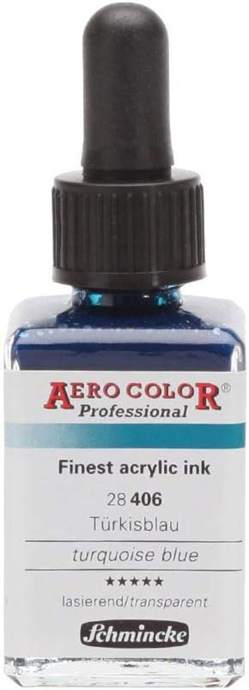 Aero Color Professional Akrilik Airbrush Mürekkebi 28 Ml 406 Turquoise Blue