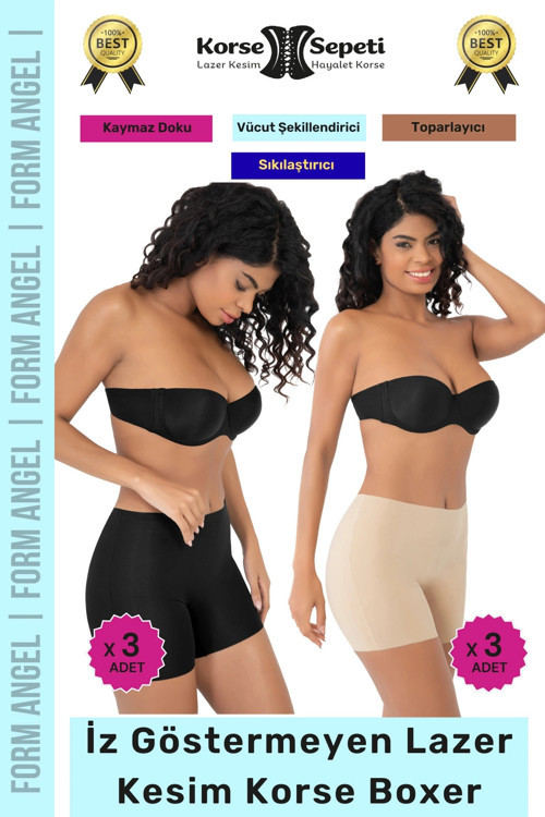 #Korse İz Göstermeyen Kaymaz Basen Toparlayıcı Şekillendiren Lazer Kesim Korse Boxer 6'lı Set