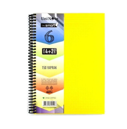 Bölmeli Defter 4+2 Spiralli 150 Yaprak Ayraçlı Defter