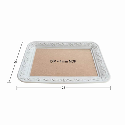 Ahşap Dikdörtgen Tepsi Aplikli Model 28x21cm T100