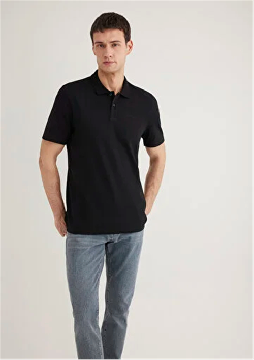 Mavı M0611837-900 Sıyah Erkek Regular Polo Yaka T-Shırt
