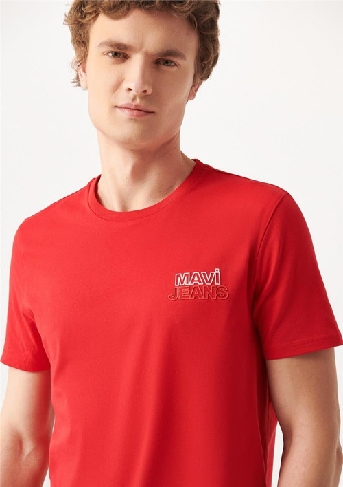 M066843099 Çin Kırmızısı Erkek T-Shirt