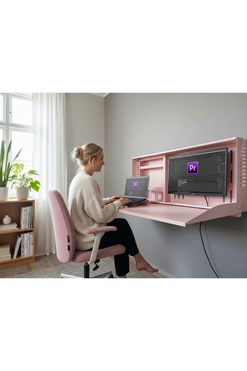 Minimal Katlanır Duvar Masası Laptop Ve Monitör Uyumlu Metal Home Office Çalışma Masası