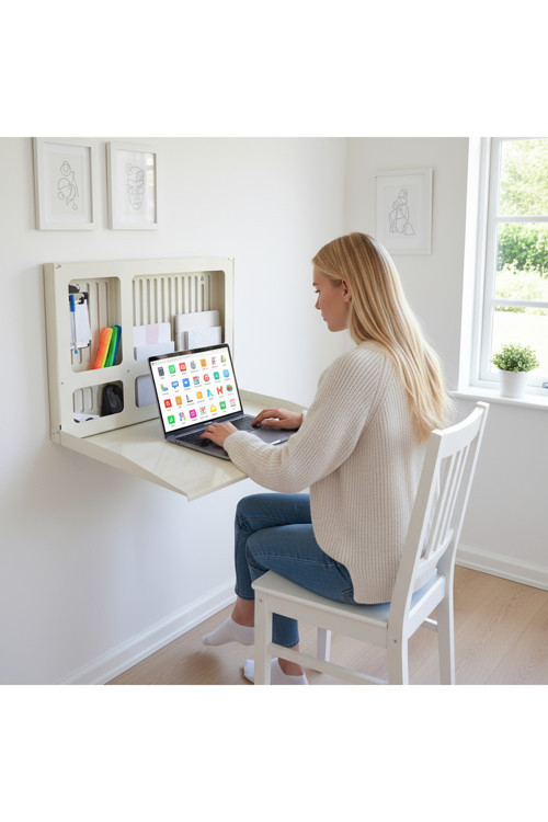 Minimal Metal Laptop Murphy Desk Katlanır Duvar Çalışma Masası Home Office Kullanımına Uygun