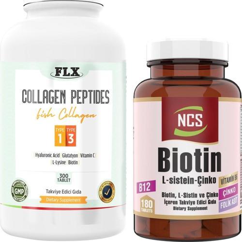 Balık Kollajeni Tip 1-3 Collagen 300 Tablet+Biotin 180 Tablet