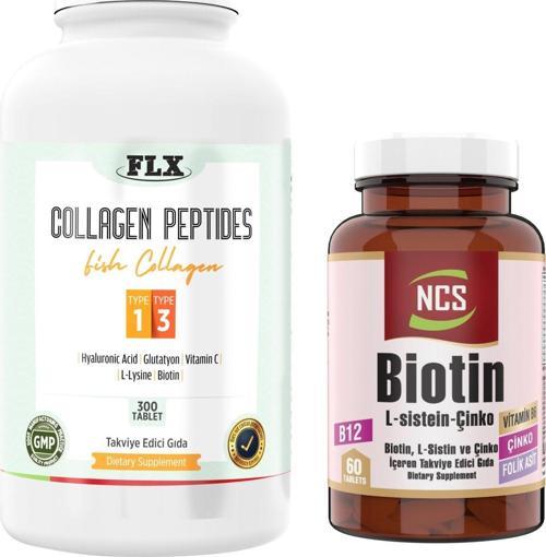 Balık Kollajeni Tip 1-3 Collagen 300 Tablet+Biotin 60 Tablet