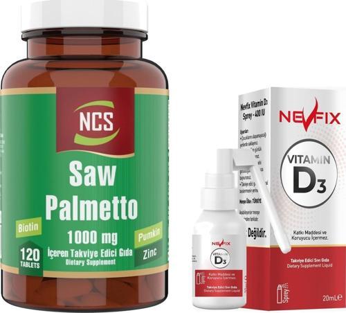 Biotin Zinc Complex Saw Palmetto 1000 Mg Pumpkin 120 Tablet   Nevfix Vitamin D3 Sıvı Sprey